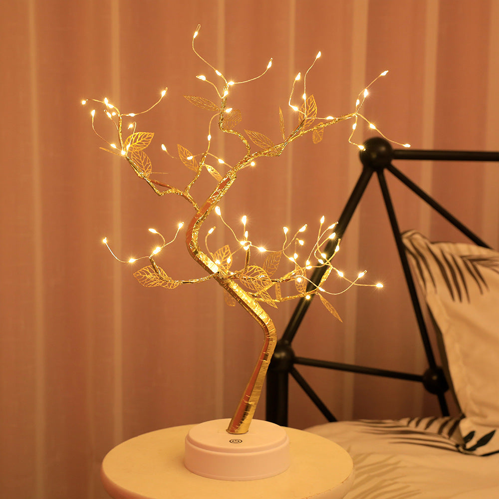 LED Fire Tree Silver Flower Branch Small Tree Lamp Plum Shape Firefly Atmosphere Decoration Rice Grain Small Night Lamp