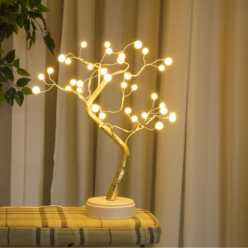 LED Fire Tree Silver Flower Branch Small Tree Lamp Plum Shape Firefly Atmosphere Decoration Rice Grain Small Night Lamp